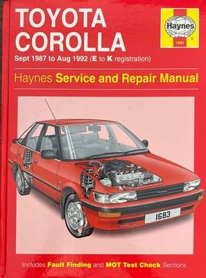 Toyota Corolla Sept 1987 to Aug 1992 (E to K registration) Service and Repair Manual