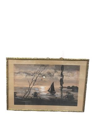 Картина акварел, картон в рамка Картина акварел, картон в рамка