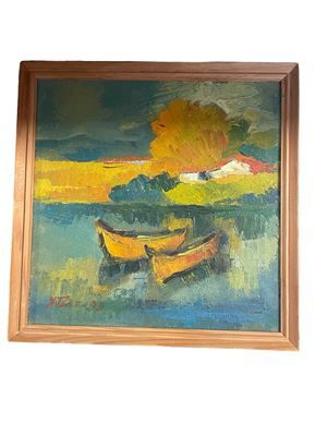 Картина масло , картон с рамка Картина масло , картон с рамка