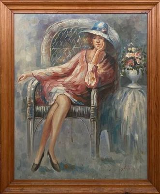 Картина масло върху фазер с рамка Картина масло върху фазер с рамка