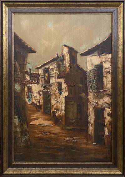 Картина масло върху фазер с рамка Картина масло върху фазер с рамка