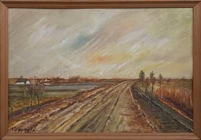 Картина масло върху картон с рамка