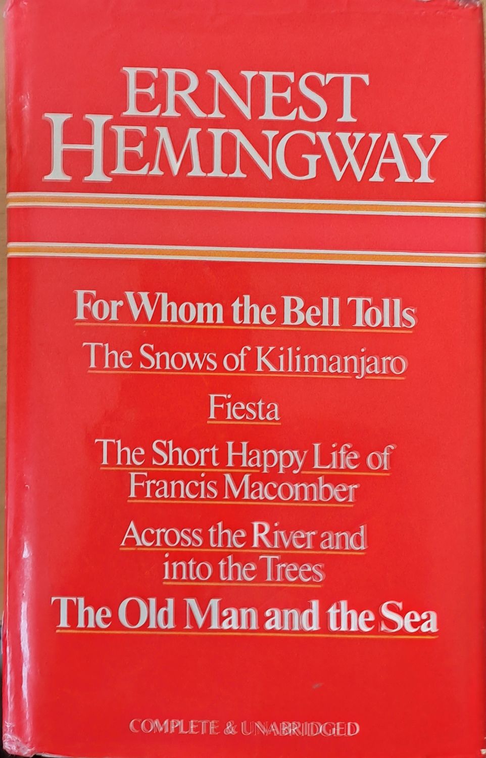 For Whom the Bell Tolls, The Snows of Kilimanjaro, Fiesta, The Short Happy Life of F. Macomber, Across the River, The Old Man and the Sea