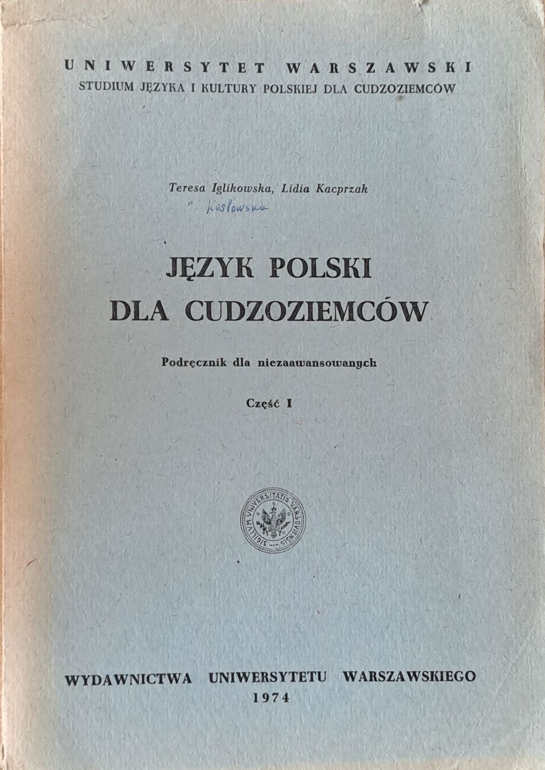 Jezyk Polski Dla Cudzoziemcow, Czesc I