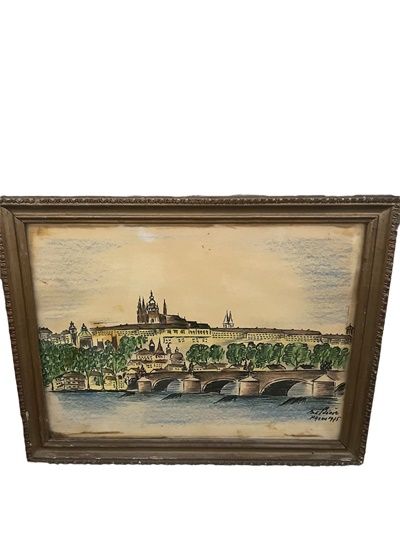 Картина пастел и фулмастер с рамка Картина пастел и фулмастер с рамка