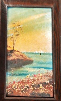 Картина масло върху фазер с рамка Картина масло върху фазер с рамка