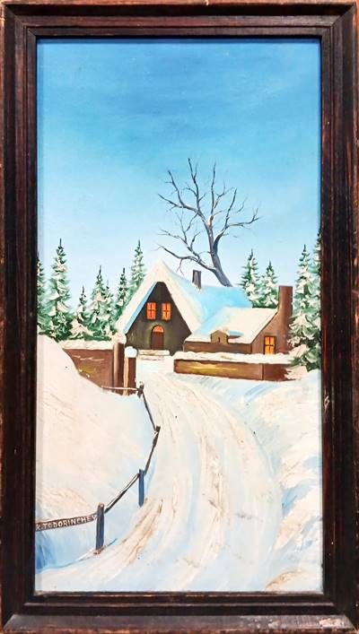 Картина масло върку фазер с рамка Картина масло върку фазер с рамка