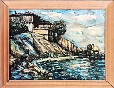 Картина масло върку фазер с рамка Картина масло върку фазер с рамка