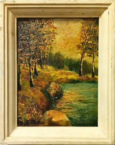 Картина масло върху фазер с рамка