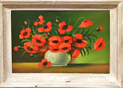 Картина масло върху фазер с рамка Картина масло върху фазер с рамка