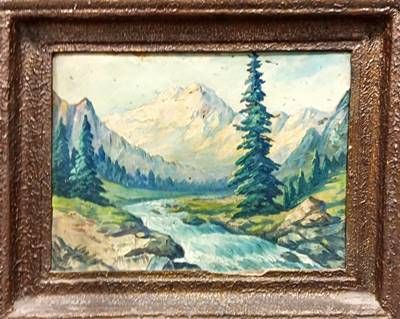 Картина масло върху фазер с рамка Картина масло върху фазер с рамка