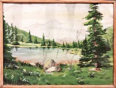 Картина боя върху хартия с рамка Картина боя върху хартия с рамка