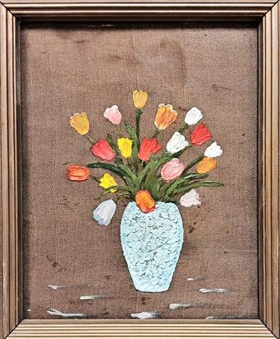 Картина масло върху фазер с рамка