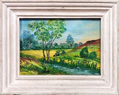 Картина масло върху фазер с рамка Картина масло върху фазер с рамка