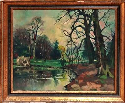 Картина масло върху фазер с рамка Картина масло върху фазер с рамка