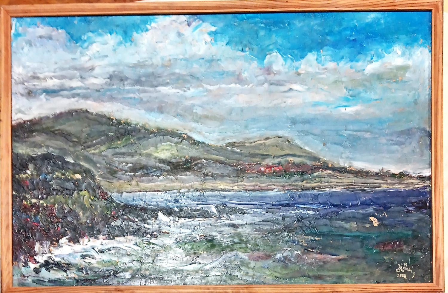 Картина масло върху фазер с рамка Картина масло върху фазер с рамка