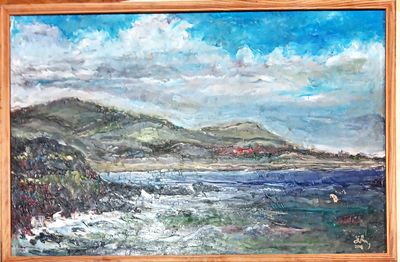 Картина масло върху фазер с рамка Картина масло върху фазер с рамка