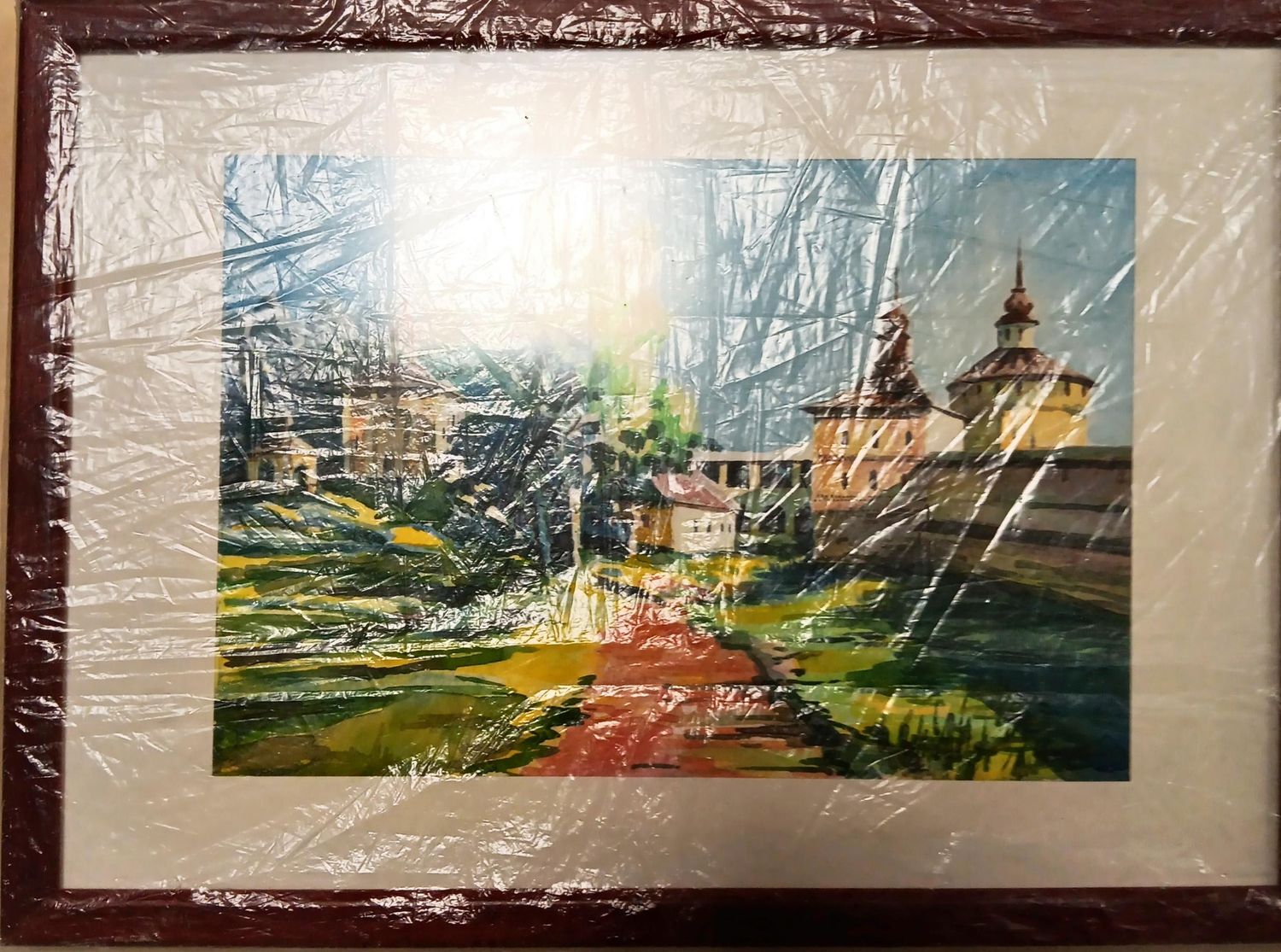 Картина масло върху фазер с рамка Картина масло върху фазер с рамка