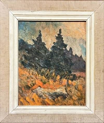 Картина масло върху фазер с рамка Картина масло върху фазер с рамка