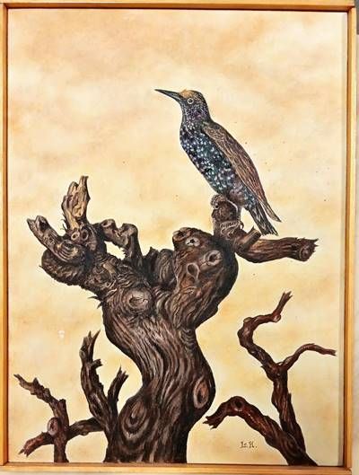 Картина масло върху фазер с рамка Картина масло върху фазер с рамка