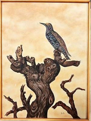 Картина масло върху фазер с рамка Картина масло върху фазер с рамка