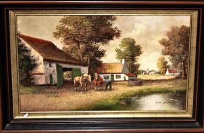 Картина масло върху платно с рамка Картина масло върху платно с рамка