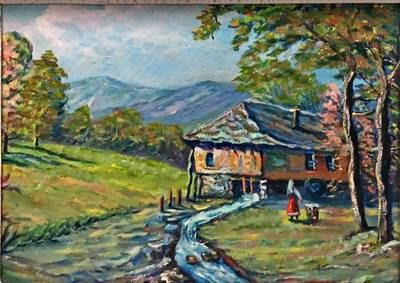 Картина масло върху фазер с рамка-Попови Картина масло върху фазер с рамка-Попови