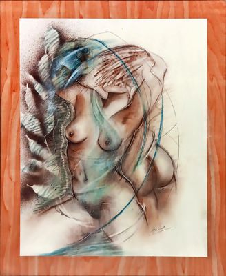 Картина пастел с рамка и стъкло Картина пастел с рамка и стъкло