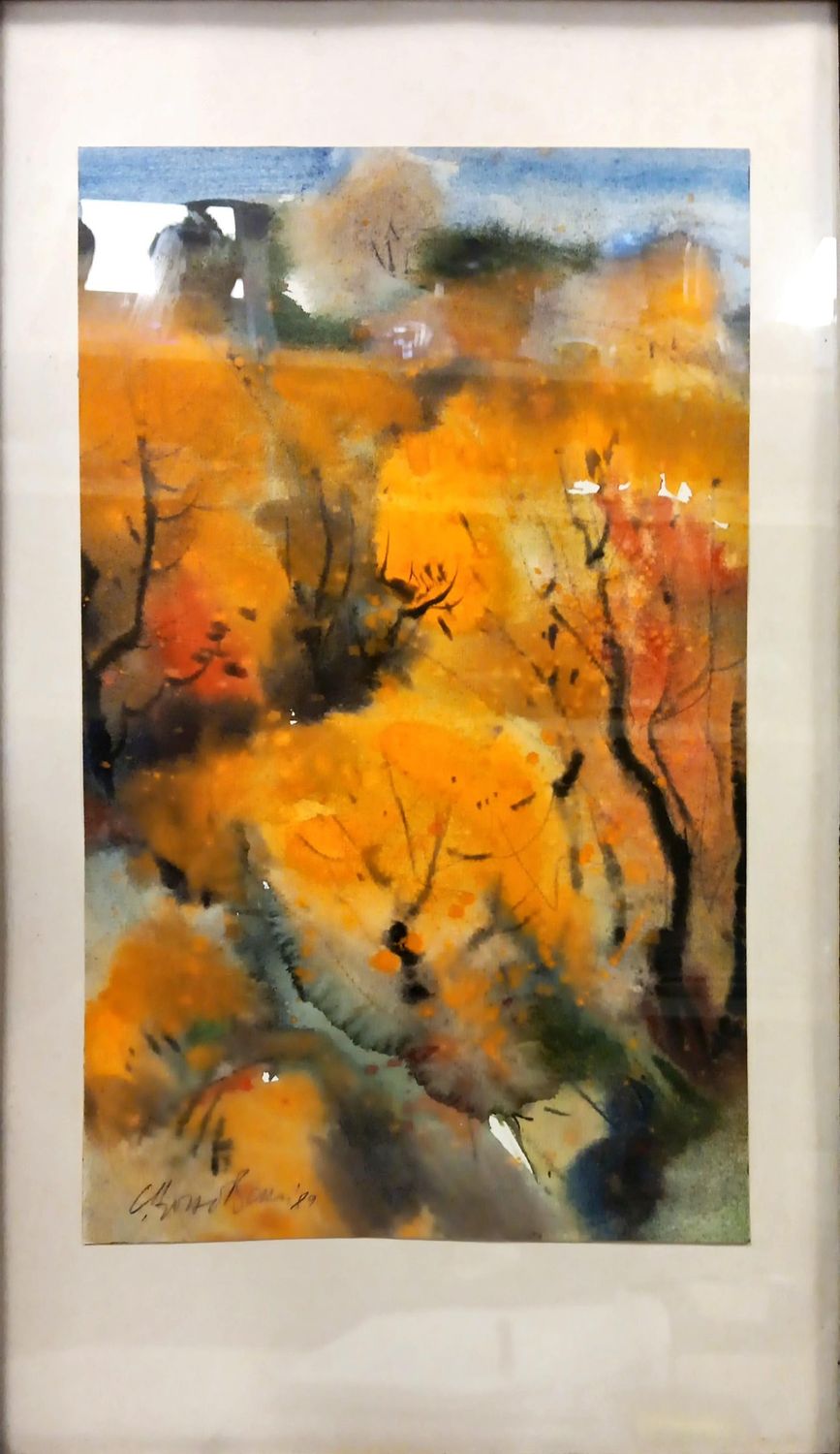 Картина акварел с рамка и стъкло Картина акварел с рамка и стъкло