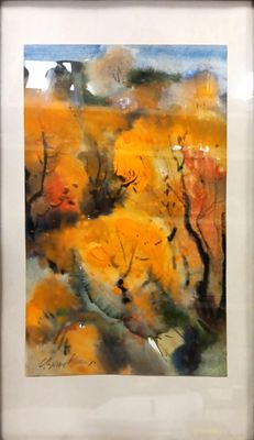 Картина акварел с рамка и стъкло Картина акварел с рамка и стъкло