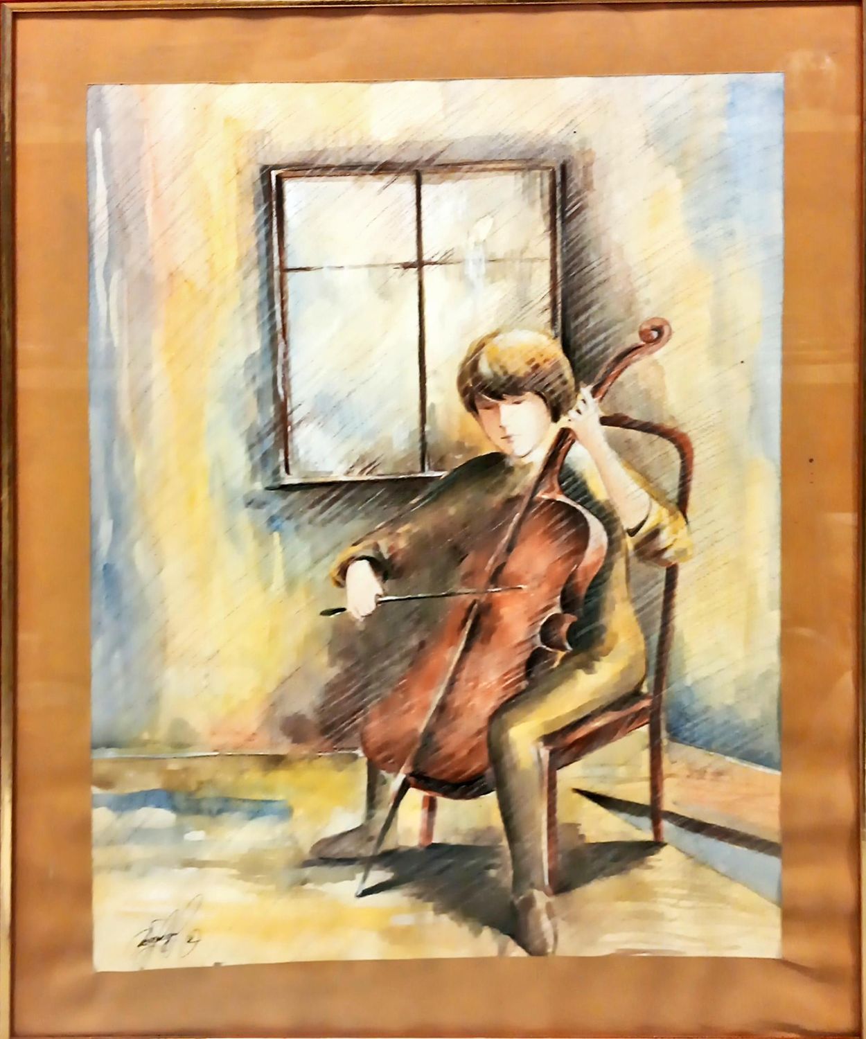 Картина акварел с рамка и стъкло Картина акварел с рамка и стъкло