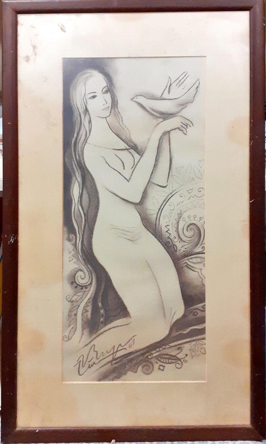 Картина пастел с рамка -  Картина пастел с рамка - "Кажи ми, птиче?" - Виржиния Стоянова