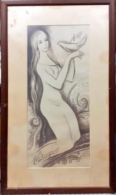 Картина пастел с рамка -  Картина пастел с рамка - "Кажи ми, птиче?" - Виржиния Стоянова