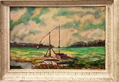 Картина масло върху фазер с рамка