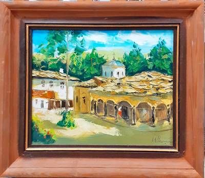 Картина върху платно, масло -  Картина върху платно, масло - "Троянски манастир", Иван С. Ангелов
