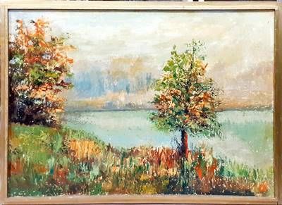 Картина върху плат, масло - от 50-те год. Картина върху плат, масло - от 50-те год.