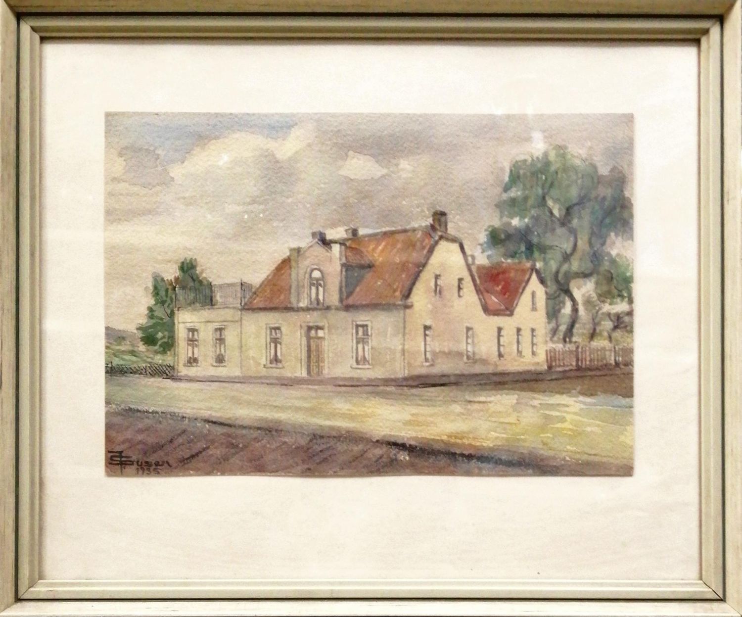 Картина върху картон с рамка, акварел Картина върху картон с рамка, акварел