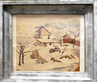 Картина върху картон с рамка, акварел Картина върху картон с рамка, акварел