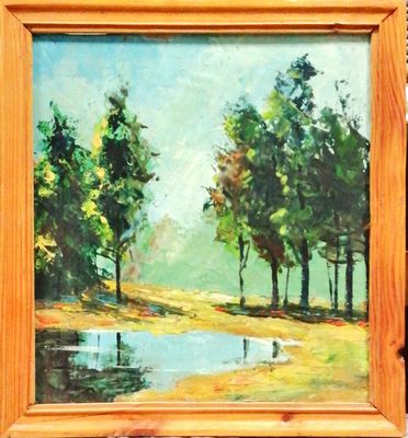 Картина върху фазер с рамка, масло Картина върху фазер с рамка, масло