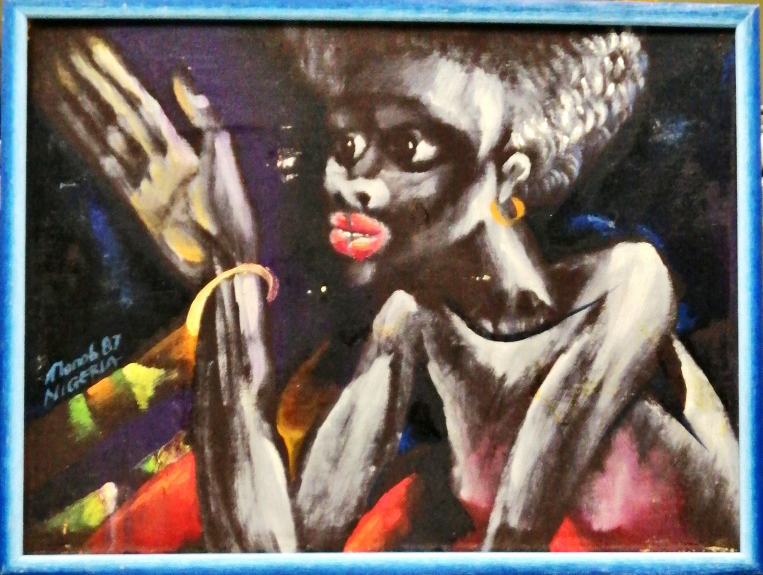 Картина върху фазер с рамка, масло  Картина върху фазер с рамка, масло " NIGERIA "