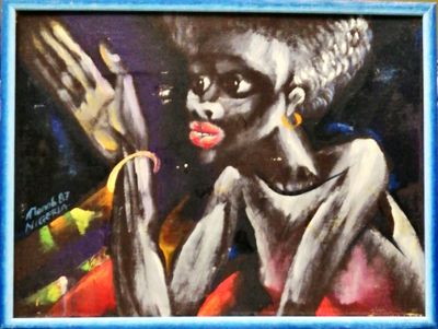 Картина върху фазер с рамка, масло  Картина върху фазер с рамка, масло " NIGERIA "