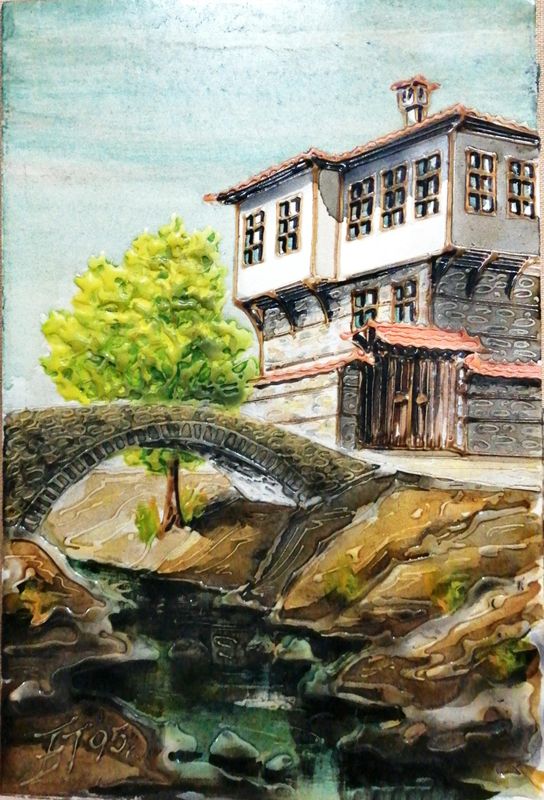 Картина върху картон смесена техника, Коприщивца, Б. Михайлов