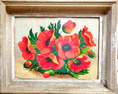 Картина върху картон с рамка, акварел