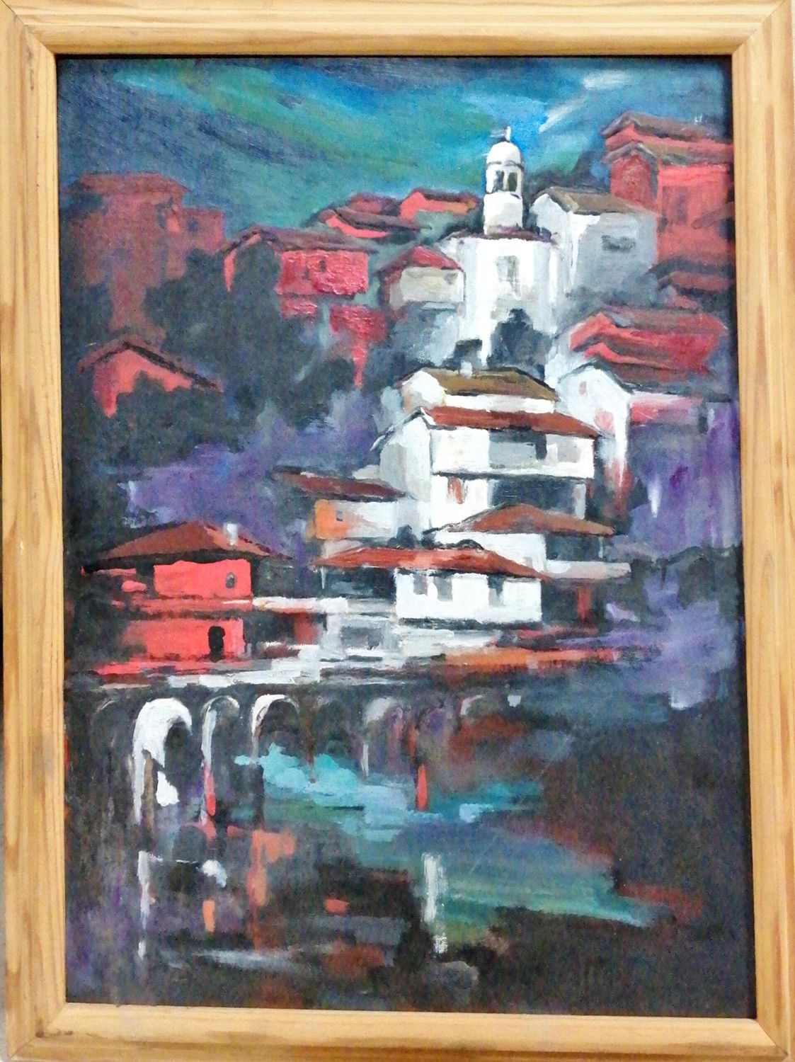 Картина върху фазер с рамка, масло Картина върху фазер с рамка, масло