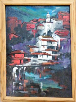 Картина върху фазер с рамка, масло Картина върху фазер с рамка, масло