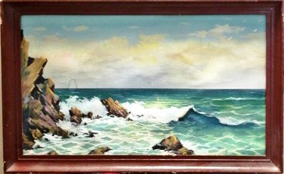 Картина върху картон с рамка, масло Картина върху картон с рамка, масло