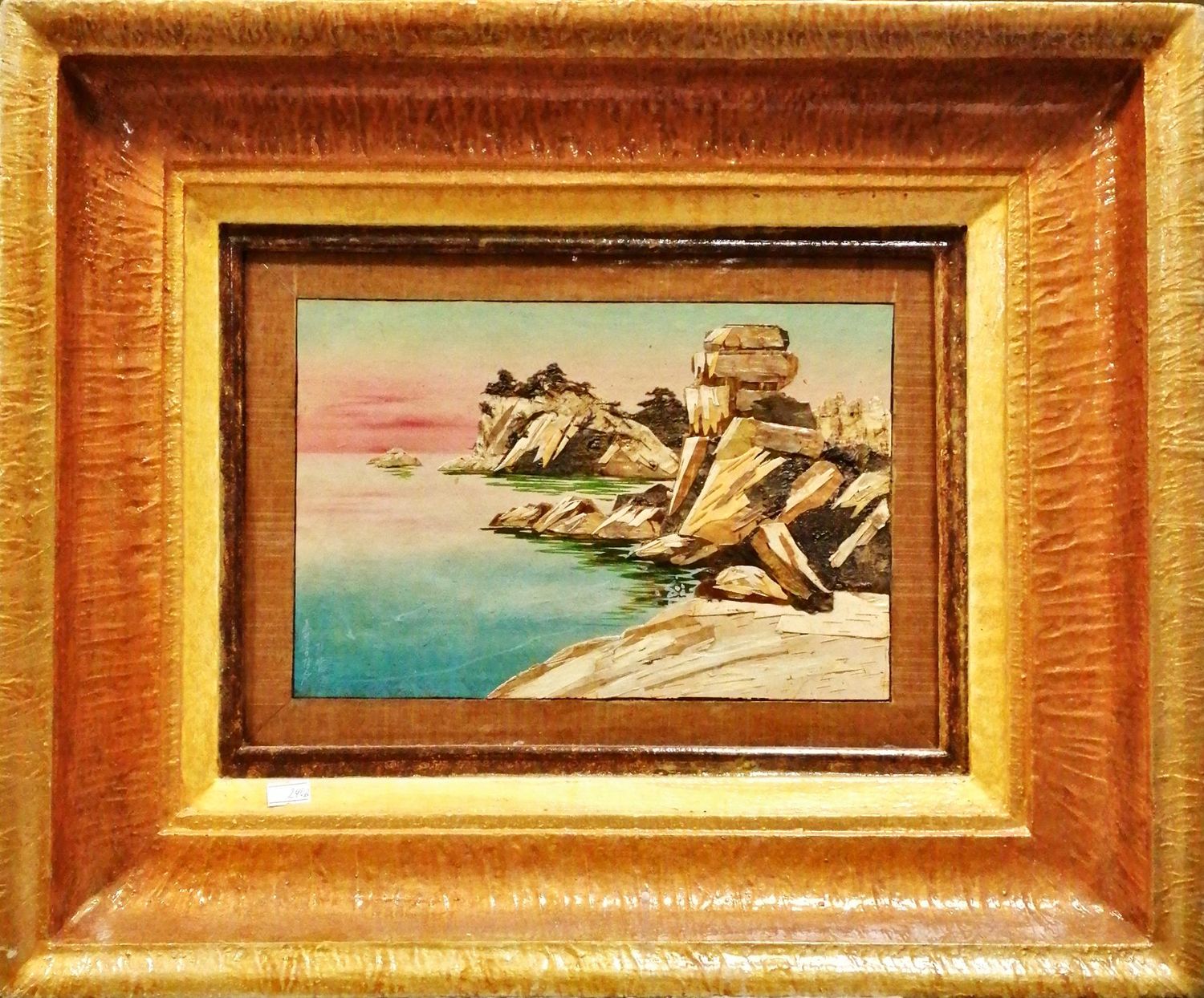 Картина върху фазер с  рамка, масло и апликация дърво