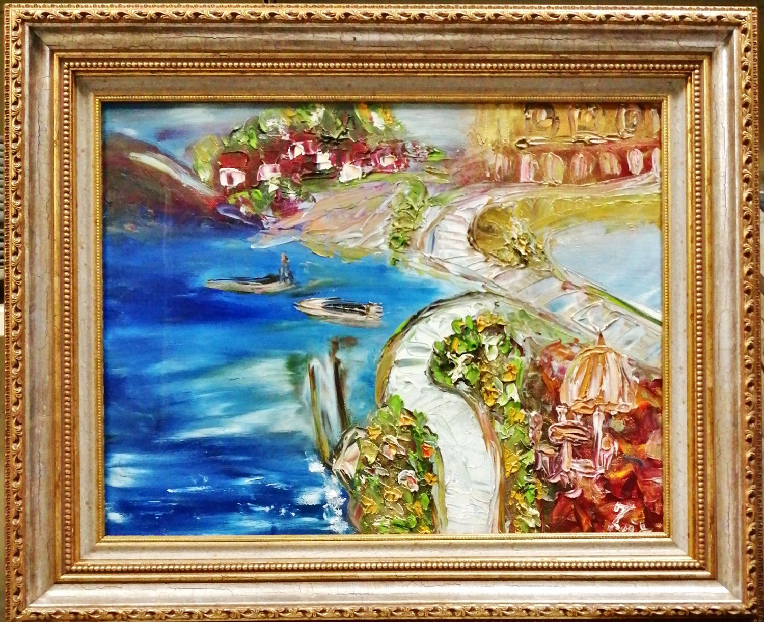 Картина върху платно с  рамка, масло - Картина върху платно с  рамка, масло -