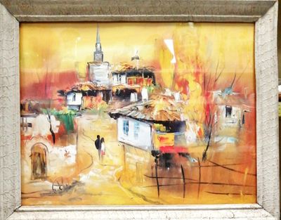 Картина върху фазер с  рамка, масло Картина върху фазер с  рамка, масло