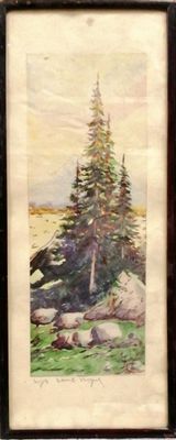 Картина върху картон с рамка, акварел Картина върху картон с рамка, акварел